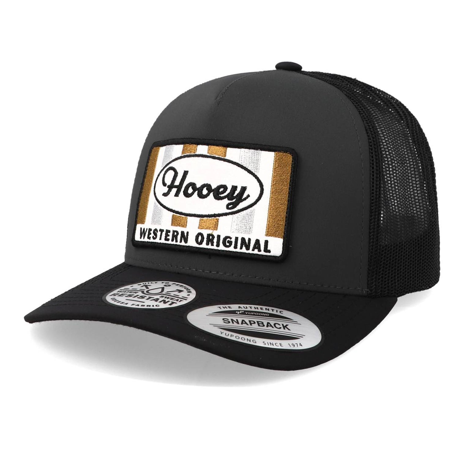 Gorra Hooey Sudan Grey 5-Panel Trucker Brown Rectangle Patch