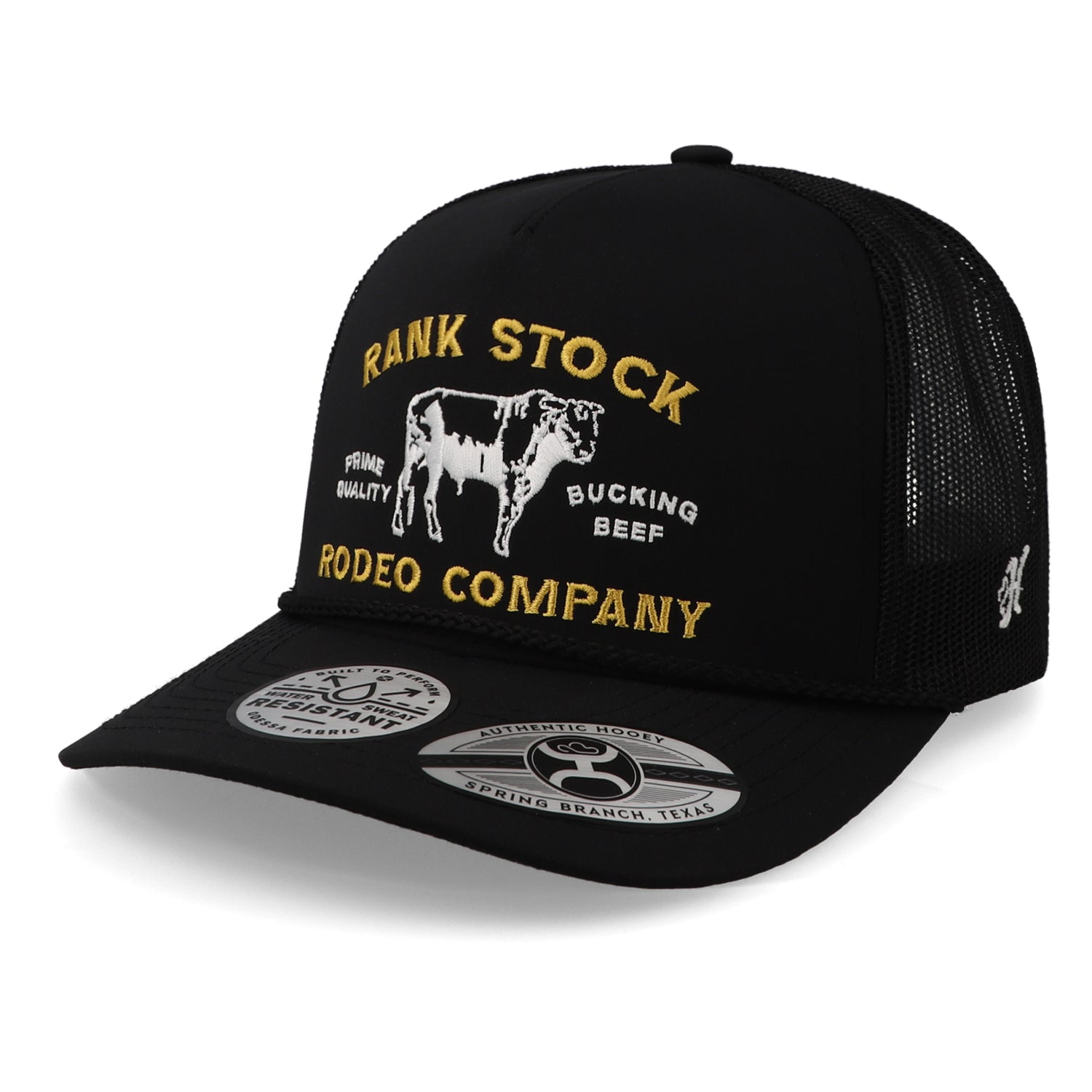 Gorra Hooey Rank Stock 4883 Black 5 Panel Trucker With Yellow